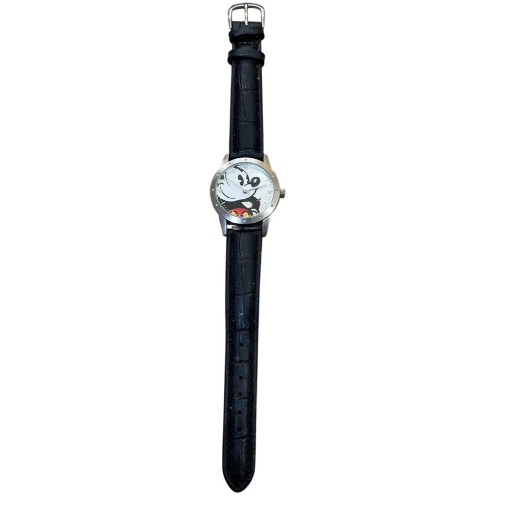 Men's Disneyland Mickey Mouse Watch Limited Edition Leather Black 1.25"